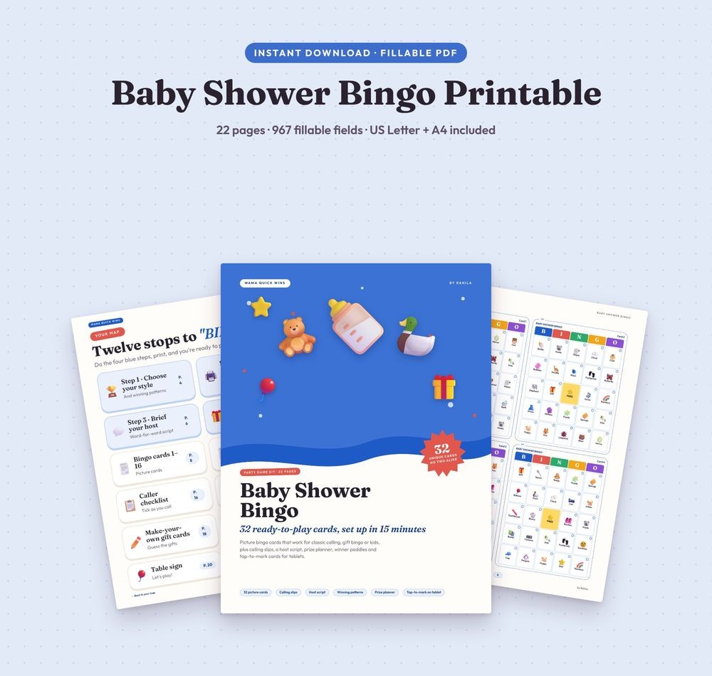 Baby shower bingo printable cards