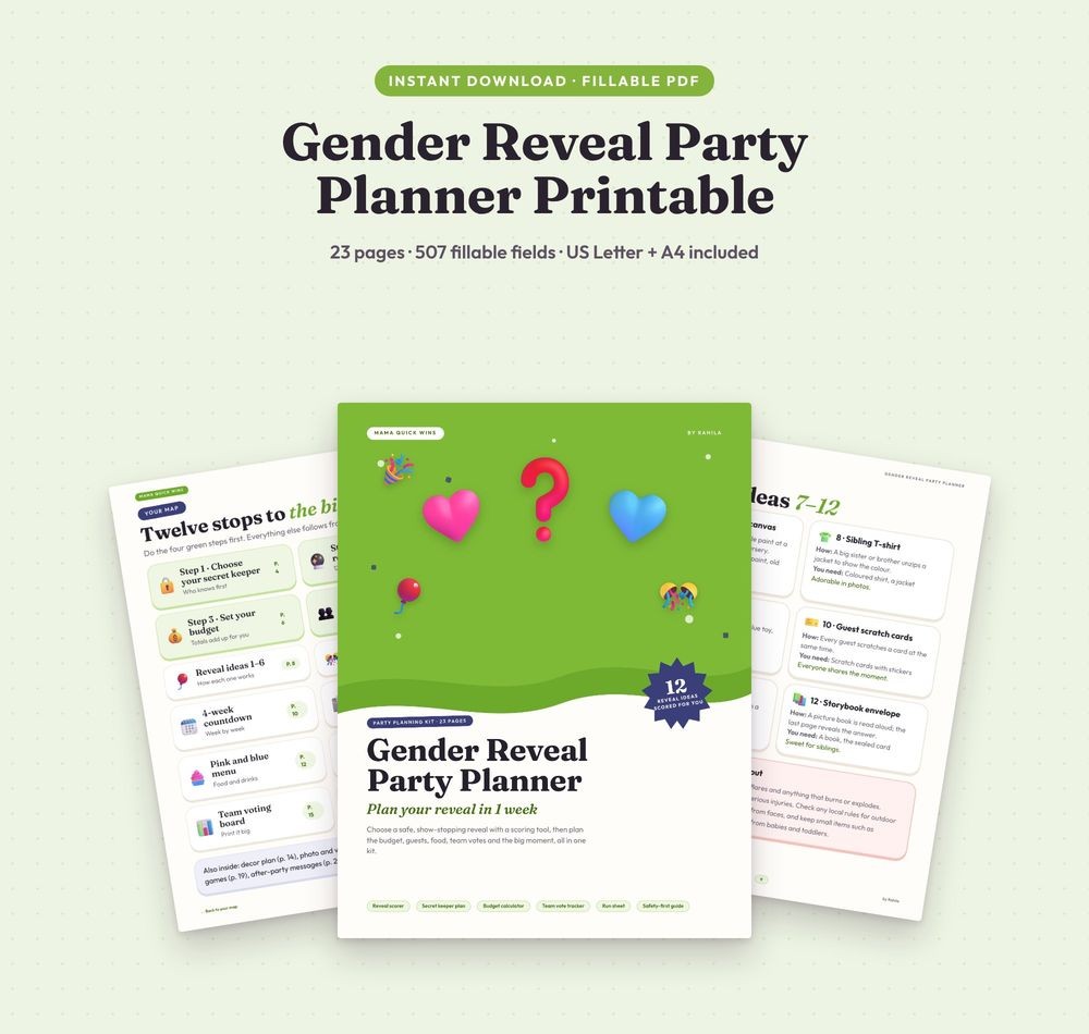 Gender reveal party planner — client product design