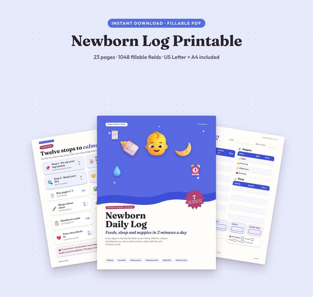 Newborn daily log — client product design