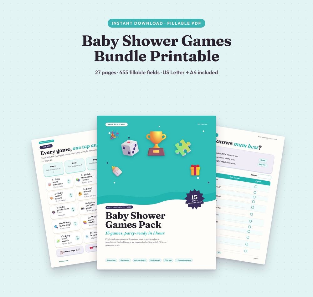 Baby shower games bundle printables