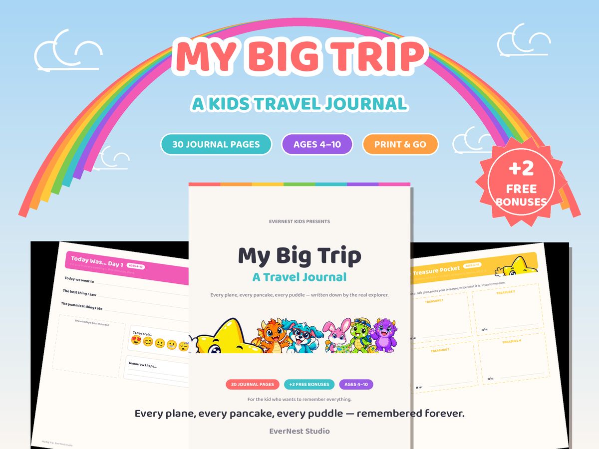 Kids travel journal printable pack