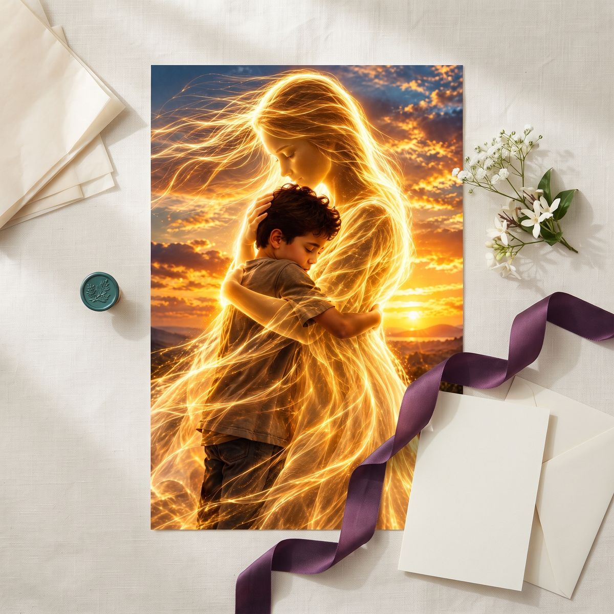 EVERNEST art print wrapped as a gift with ribbon
